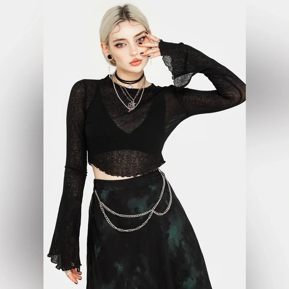 SOLD ✖️ Disturbia Cassia Jersey Mesh Crop Top - Picture 1 of 2